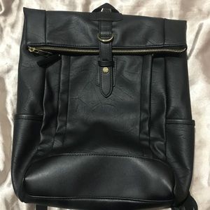 Stylish Black Leather (Faux) Backpack
